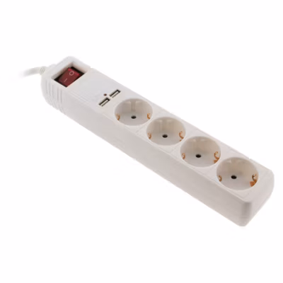 Multiprise Schuko 4x16A + 2 USB-A – Blanc – Zenitech