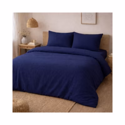 Parure de lit en Gaze de Coton 240x260cm 260x240cm bleu