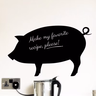 Sticker ardoise tableau noir – stickers muraux adhésif effaçable – COCHON – 35x55cm
