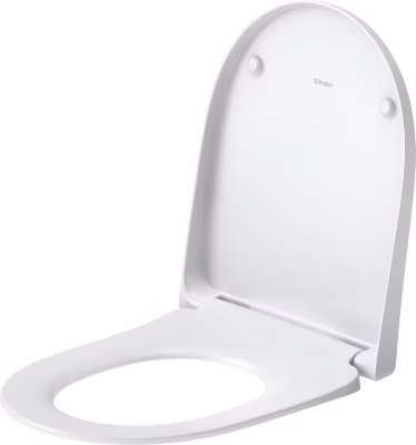 Abattant WC plastique Blanc forme D extra-plat, Lunette toilettes à frein de chute / fermeture amortie, 36×42,3×4,5cm, Univavo