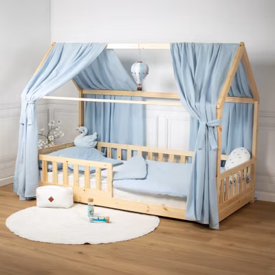 Set double ciel de lit cabane en gaze de coton DUO