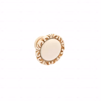 Boutons pour meubles en zamac et Porcelaine Diamètre 39 Patine royale en or ivoire