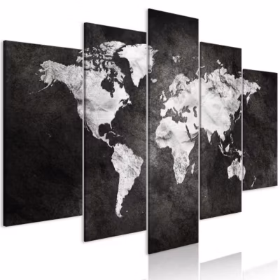 Tableau Cartes du monde Dark World (5 Parts) Wide 100×50 cm
