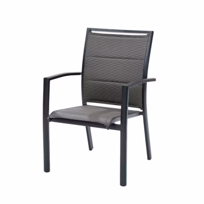 Fauteuil Modulo structure aluminium grise et assise textilène grise