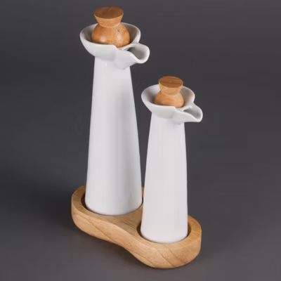 Bouteilles huile et vinaigre blanches Olympia