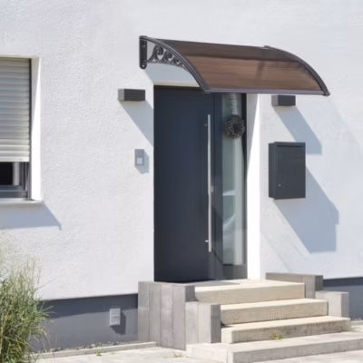 Auvent de Porte d&rsquo;Entrée Mellerud 100 x 60 cm Noir Marron en.casa