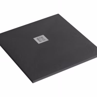 Receveur de douche à poser extra-plat épaisseur 28mm en pierre SANINDUSA STONIT Marina 110×90 antidérapant classé C3 noir