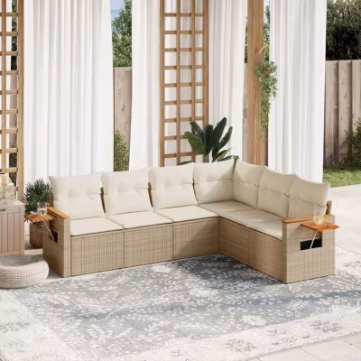 vidaXL Salon de jardin avec coussins 6 pcs beige résine tressée 3226842