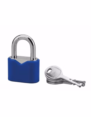 Cadenas à clé, intérieur, ovale, 40mm, gainé PVC, anse acier cémenté, 3 clés – SP