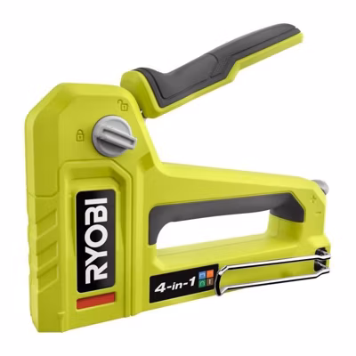 Agrafeuse cloueuse 4 en 1 – RYOBI – Agrafe T50 et T25 jusqu&rsquo;a 14 mm, agrafe JT21 jusqu&rsquo;a 10 mm, pointe 18G jusqu&rsquo;a 15,8 mm