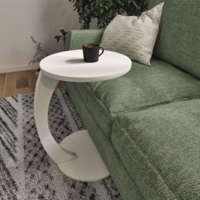 Table d&rsquo;appoint Holeby ronde blanc en.casa