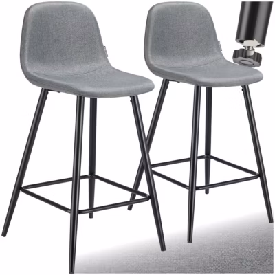 Chaise de bar en tissu résistant et rembourré avec dossier et repose-pieds Lot de 2