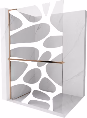 Mexen Kioto+ L paroi de douche avec étagère Walk-in 120 x 200 cm, vague blanche, or rose – 800-120-123-60-97