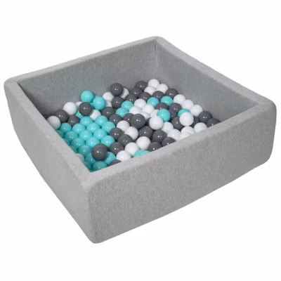 Piscine à balles pour enfant – Velinda – 24171 – Dimensions 90×90 cm – 150 balles blanc, gris, turquoise
