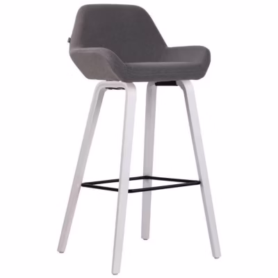 Tabouret de bar Newnan OVEGNA tissu gris foncé chêne blanc
