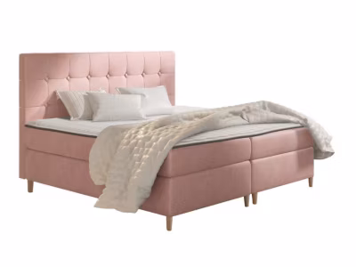 Lit continental Baltimore 130, Unique, Rose, Tissu, Disponible