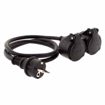 Prolongateur à double tête pour chantier HO7RN-F 16A 3G1,5mm² – Noir 1m – Zenitech