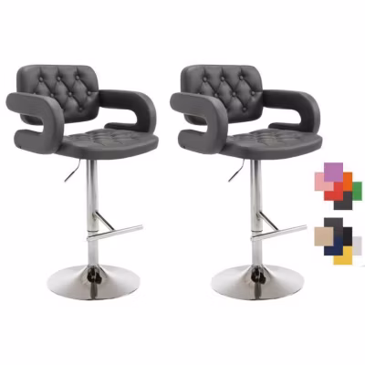 Tabouret de bar CLP Dublin Gris similicuir réglable 2 pièces