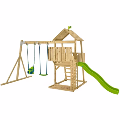 Aire de jeux en bois avec glissière et portique Kingswood