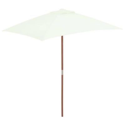 vidaXL Parasol avec mât en bois 150 x 200 cm Sable
