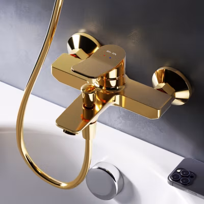 Mitigeur de baignoire mécanique Robinet de baignoire, mitigeur salle de bain, Doré,  FXA10099 X-Joy AM.PM