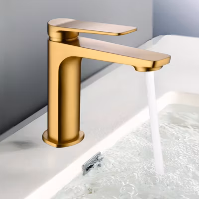 Mitigeur de Lavabo Anti-Calcaire Bec Bas Or Brossé IMEX NAPOLES BDN047-1OC
