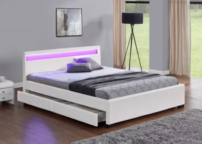 Lit coffre avec led 160 x 200 cm blanc ENFIELD
