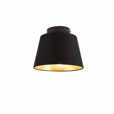 Plafonnier avec abat-jour en coton noir avec or 20 cm – Combi Noir