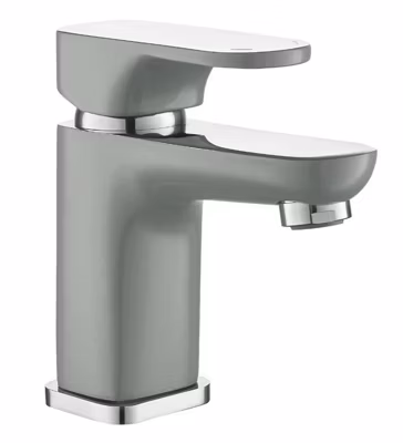 Robinet salle de bain mitigeur de lavabo bas chromé gris anticalcaire économie d&rsquo;eau et vidage