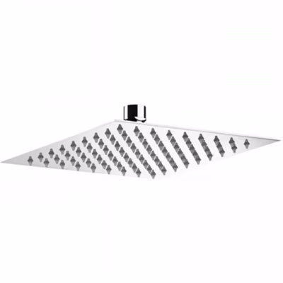 Pomme de douche haute carrée inox 30x30cm sorties d&rsquo;eau en silicone anti-calcaire SANINDUSA Plan 300 chromé