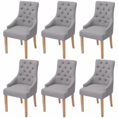 Prolenta Premium –  Chaises à manger lot de 6 gris clair tissu