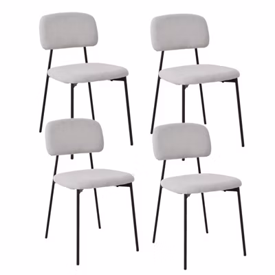 Lot de 4 chaises tissu gris clair et pieds métal noir – DELILAH