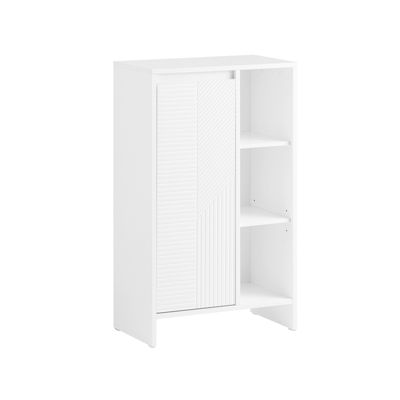 SoBuy Armoire à Linge avec Sac, Meuble Bas pour Salle de Bain, 3 Étagères, Blanc, 50x30x86 cm, BZR156-W