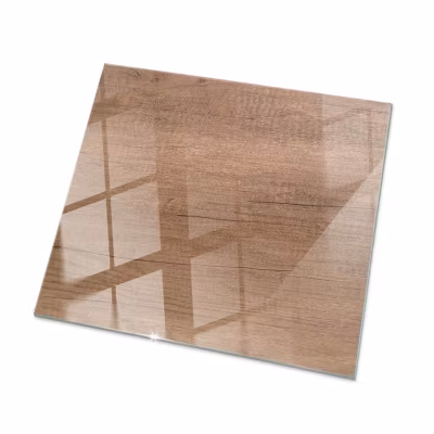 Dessus de table en verre trempé Wallfluent 50×50 cm Motif naturel du bois