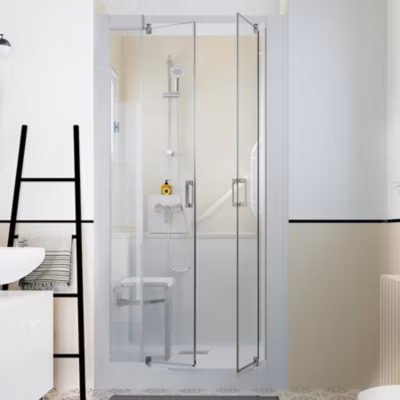 Cabine de douche Kinedo Kinemagic Sérénité 100×80 niche basse pivotante transparent thermostatique