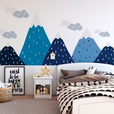 Stickers enfant montagnes scandinaves trekka 90 x 135 cm