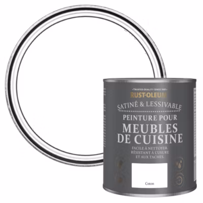 Peinture Blanche pour Meubles de Cuisine, Satin – RUST-OLEUM – Coton 750ml