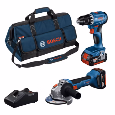 Combo Kit 18 V GSR 18V-45 + GWS 18V-8 Professional, 2×4,0 Ah, chargeur rapide et sac