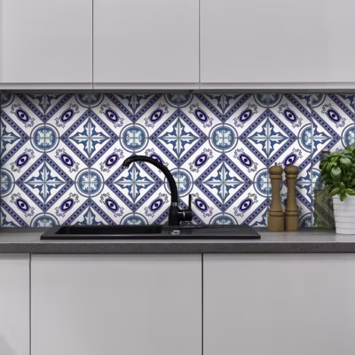 Sticker Mural Carrelage adhésif Cuisine Salle de Bain – 24 STICKERS CARREAUX DE CIMENT AZULEJOS CRISTIANO – 24stickers15x15cm