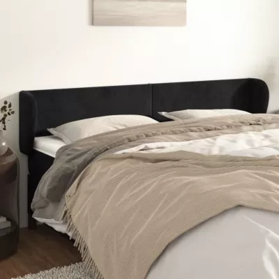 vidaXL Tête de lit avec oreilles Noir 203x23x78-88 cm Velours3116932