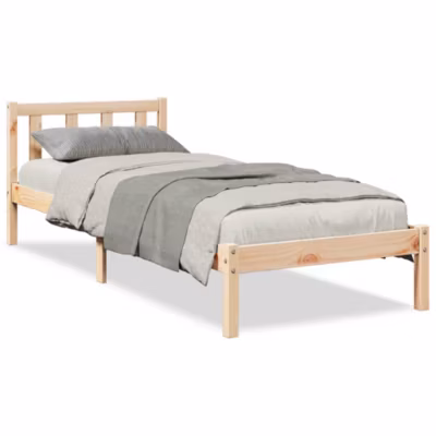 Lit simple, Lit adulte, Cadre de lit extra long sans matelas 80×220 cm bois massif pin