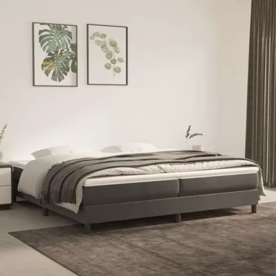 Cadre de lit sans matelas gris foncé 200×200 cm velours