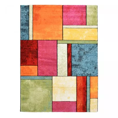 Tapis entrée tissé motif géométrique BE 21, multicolore