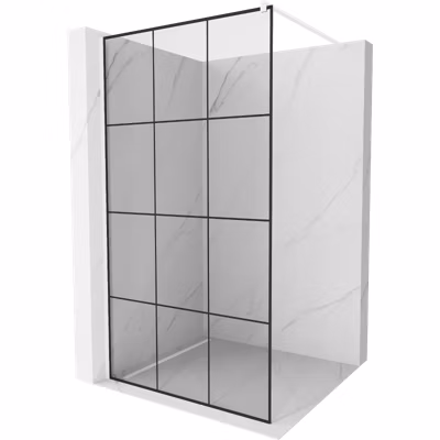 Mexen Kioto paroi de douche Walk-in 120 x 200 cm, grille noire 8 mm, blanche – 800-120-101-20-77