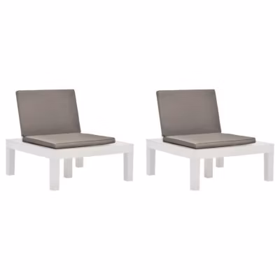 vidaXL Chaises de salon de jardin et coussins 2 pcs Plastique Blanc