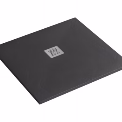 Receveur de douche à poser extra-plat épaisseur 28mm en pierre SANINDUSA STONIT Marina 80×80 antidérapant classé C3 noir