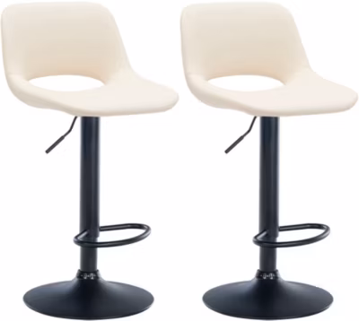 Lot de 2 tabourets de bar Camden, recouverts de similicuir Métalnoirmat/Crème