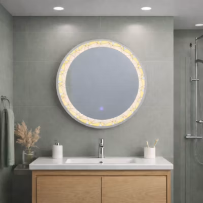 Miroir Mural Rond Rétro-Éclairé Par Led 60Cm