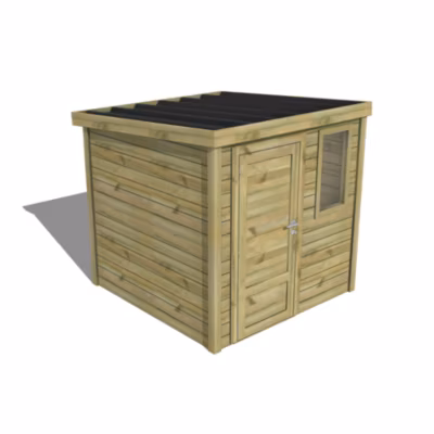ABRI DE JARDIN bois Pin traité autoclave 27mm – Essentiel – 2,14×2,14m / 4,6m2 – Bac acier – Abri Français