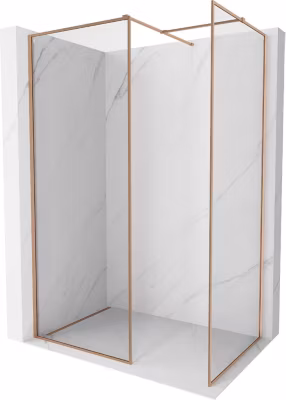Mexen Kioto-XF paroi de douche Walk-in avec cadre 150×110 cm, transparent 10 mm, cuivre brossé – 800-150-202-04-65-110-XF